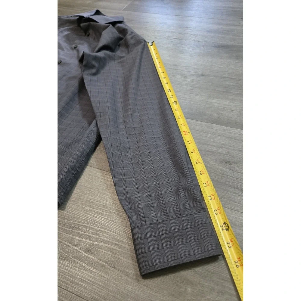 Kenneth Cole Awearness Men's Shirt 16.5 34/35 Gray Check Button Up SLIM FIT NWT
